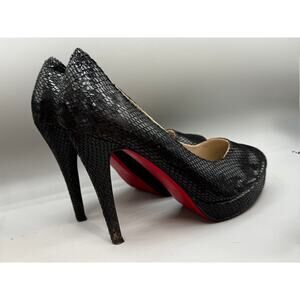 Christian Louboutin Bianca Snakeskin Black Heels Pumps Shoes 39